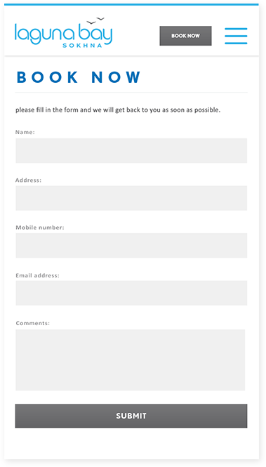 Laguna Bay Sokhna Web Design, Website Development Book Now Form Screenshot